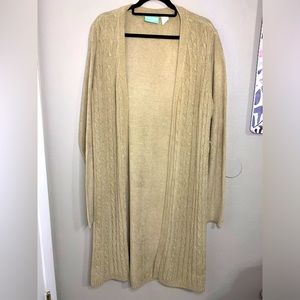 Tan Super soft Cardigan 220 Hickory Blair.com long cardigan size medium